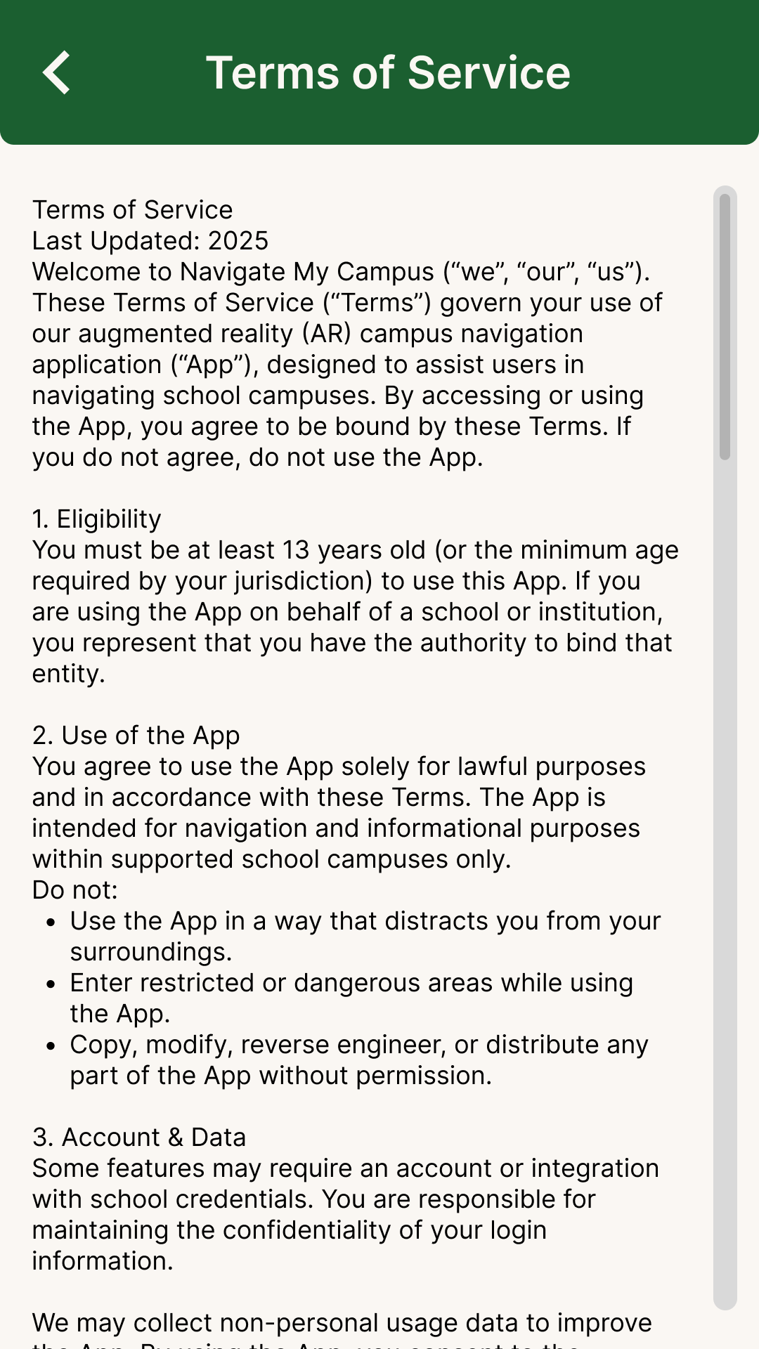 Terms of Service Top